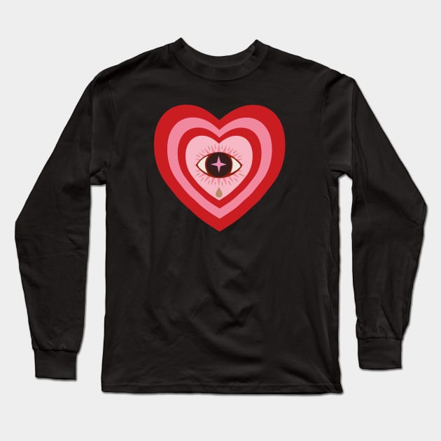 Heart Aesthetic - retro concentric hearts with crying eye Long Sleeve T-Shirt by misentangled